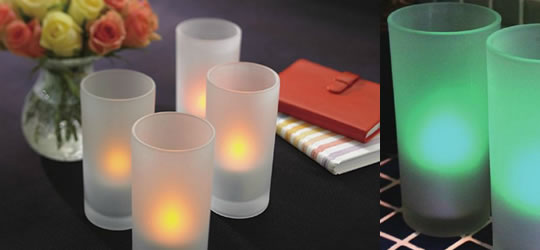 Glass Rechargable Candle Set